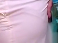 Classy broad has her white skirt pulled up and her sexy underwear revealed