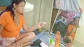 College student 18+ Fore Play Her Hot Pussycat, Boobs,,clit,nippal With Smoke Cigarette And Drink Alcohol