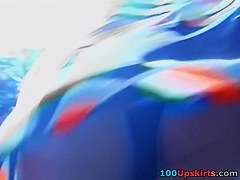 Colorful costume non-professional upskirt