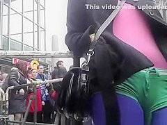 Colorful tight clothes camletoe