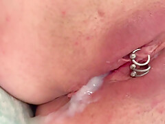 Compilation Of Fuck My Pierced Clit And 2 Cumshot On Me And In My Pussy Creampie Aqua Pola