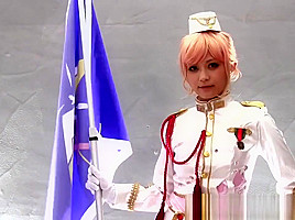 Cosplay Sheryl Nome titfucking at the Macross Galaxy