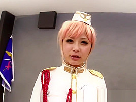 Cosplay Sheryl Nome titfucking at the Macross Galaxy