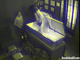 Couple Blowjob Fucking in Coffin