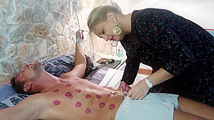 Covered in Lipstick Kiss Marks with Hands Restrained