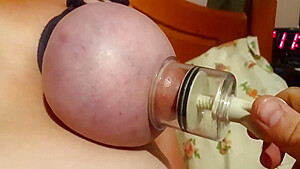 Curvy Bbw Charlotte With Tied Tits Is Playing With A Nipple Sucker Mask 2