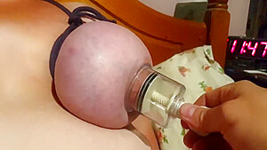 Curvy Bbw Charlotte With Tied Tits Is Playing With A Nipple Sucker Mask 2