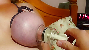 Curvy Bbw Charlotte With Tied Tits Is Playing With A Nipple Sucker Mask 2