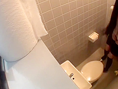Cute Japanese Peeing Herself in the Bathroom