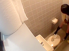 Cute Japanese Peeing Herself in the Bathroom
