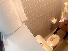 Cute Japanese Peeing Herself in the Bathroom