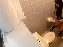 Cute Japanese Peeing Herself in the Bathroom