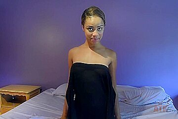 Cute Pierced Black Chick Does A Strip-tease And Her Stunning Little Body - Cute Pussy