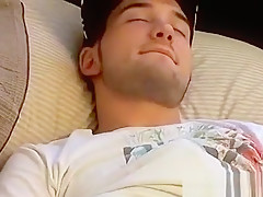 Cute college dude stroking his nice hard cock till he cums
