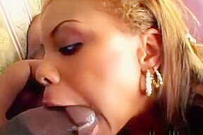 Cute ebony sucking a nice hard cock