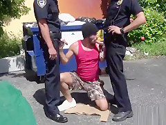 Cute thief is chased down to a lonely alley and banged by horny gay officers