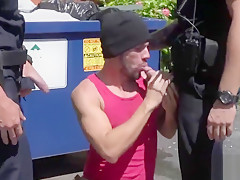 Cute thief is chased down to a lonely alley and banged by horny gay officers