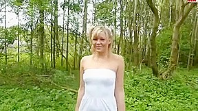 Cute young german blonde fucked in the woods