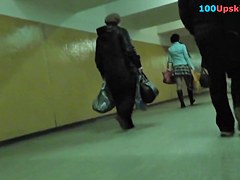 Cutie waving soft ass up checked petticoat