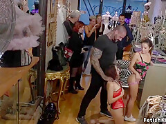 Dark Haired And Mona Wales - Babe Gets Orgy Facial In Public