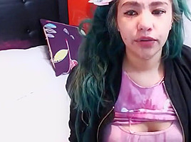Degenerate college girl whore throats a dildo