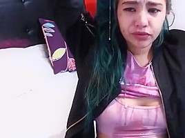 Degenerate college girl whore throats a dildo