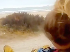 Deserted sex on a deserted beach! Wife sucks well and gets creampie