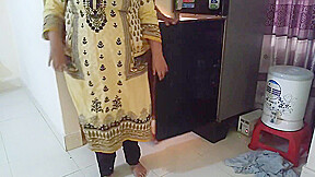Desi Hot Stepmom Takes Food Out Of Fridge While Stepson Fucks Her Ass Then Pussy Fuck & Hot Cum