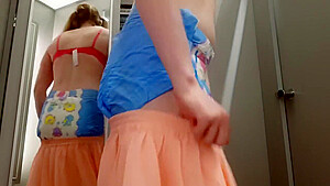 Diaper Girl Wets Herself While Shopping Bras And Panties