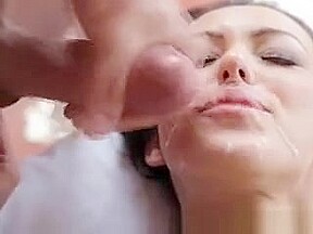 Dirty Brunette Fucked And Facial On A Massage Table