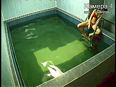 Doll in bikini in pool