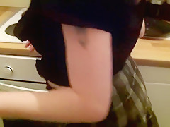 Dressed up and making dinner