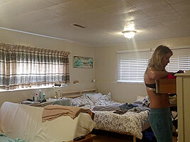 EPIC spy! Dumb slut young Step sister spied undressing after school