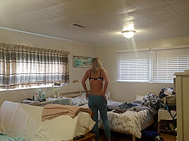 EPIC spy! Dumb slut young Step sister spied undressing after school