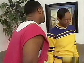 Ebony babe in a cheerleader's outfit bounces on a rigid prick