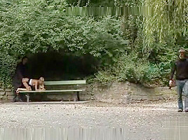 Euro Beauty gets Tied to a Park Bench and Fucked