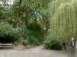 Euro Beauty gets Tied to a Park Bench and Fucked