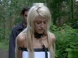 Euro Beauty gets Tied to a Park Bench and Fucked