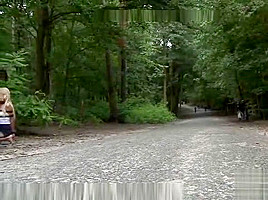 Euro Beauty gets Tied to a Park Bench and Fucked