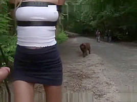Euro Beauty gets Tied to a Park Bench and Fucked