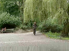 Euro Beauty gets Tied to a Park Bench and Fucked