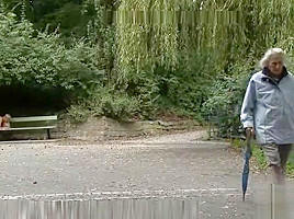 Euro Beauty gets Tied to a Park Bench and Fucked