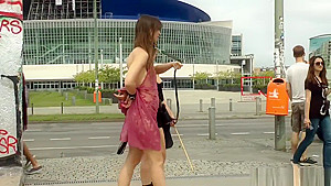 Euro beauty anal banged in public bar