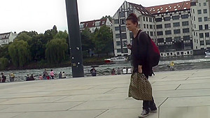 Euro beauty anal banged in public bar