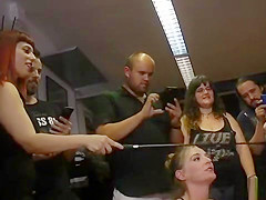 Euro blonde whipped and anal fucked in public