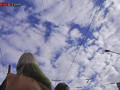 Exceedingly gripping golden-haired upskirt