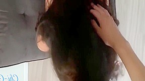 FIT AMATEUR BRUNETTE BABE RIDES DICK HARD TILL HE CUMS ON HER TITS!