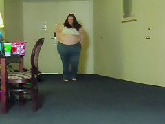 Fat Girl Walks And Strips From Clothes - SSBBW Weight Gain n Belly Show Off