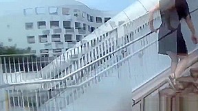 Fetish asian whore peeing in gutter