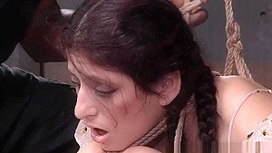 Flexible bound sub pussy punished by dom